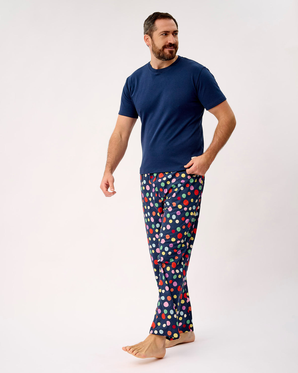 Navy Spots Men's Navy Cotton T-Shirt