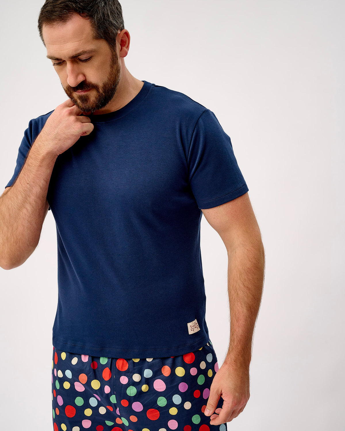 Navy Spots Men's Navy Cotton T-Shirt