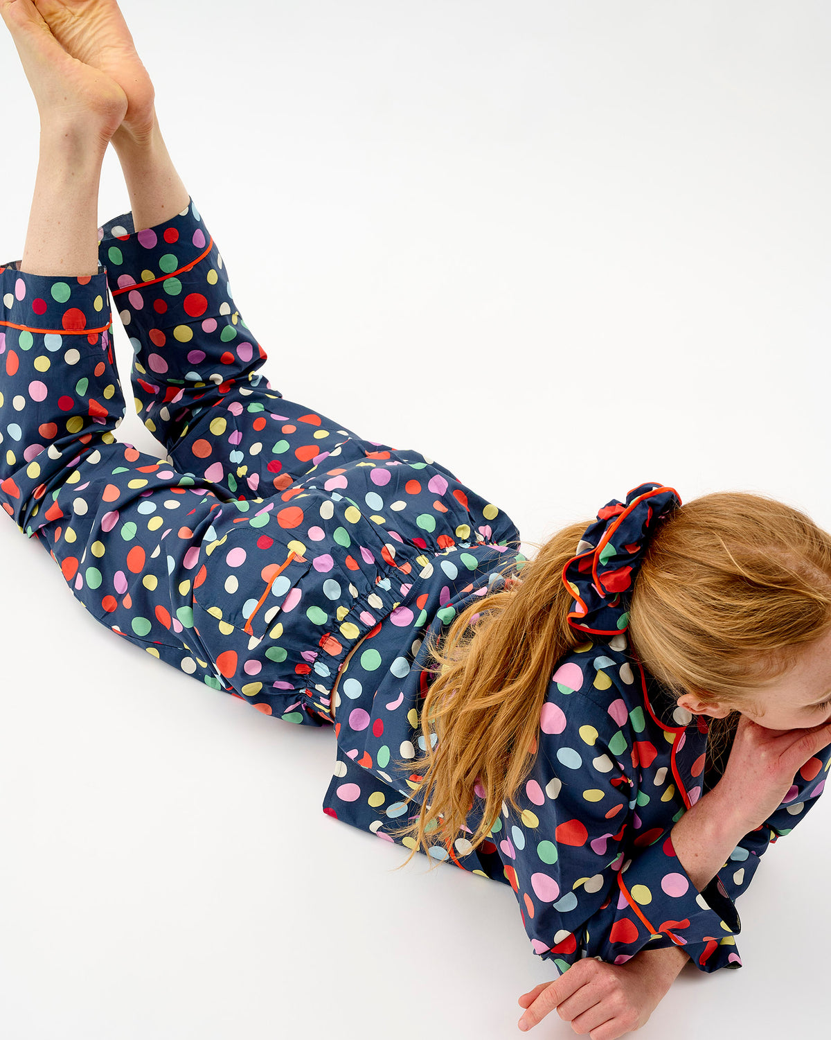 Navy Spots Cotton Hair Scrunchie