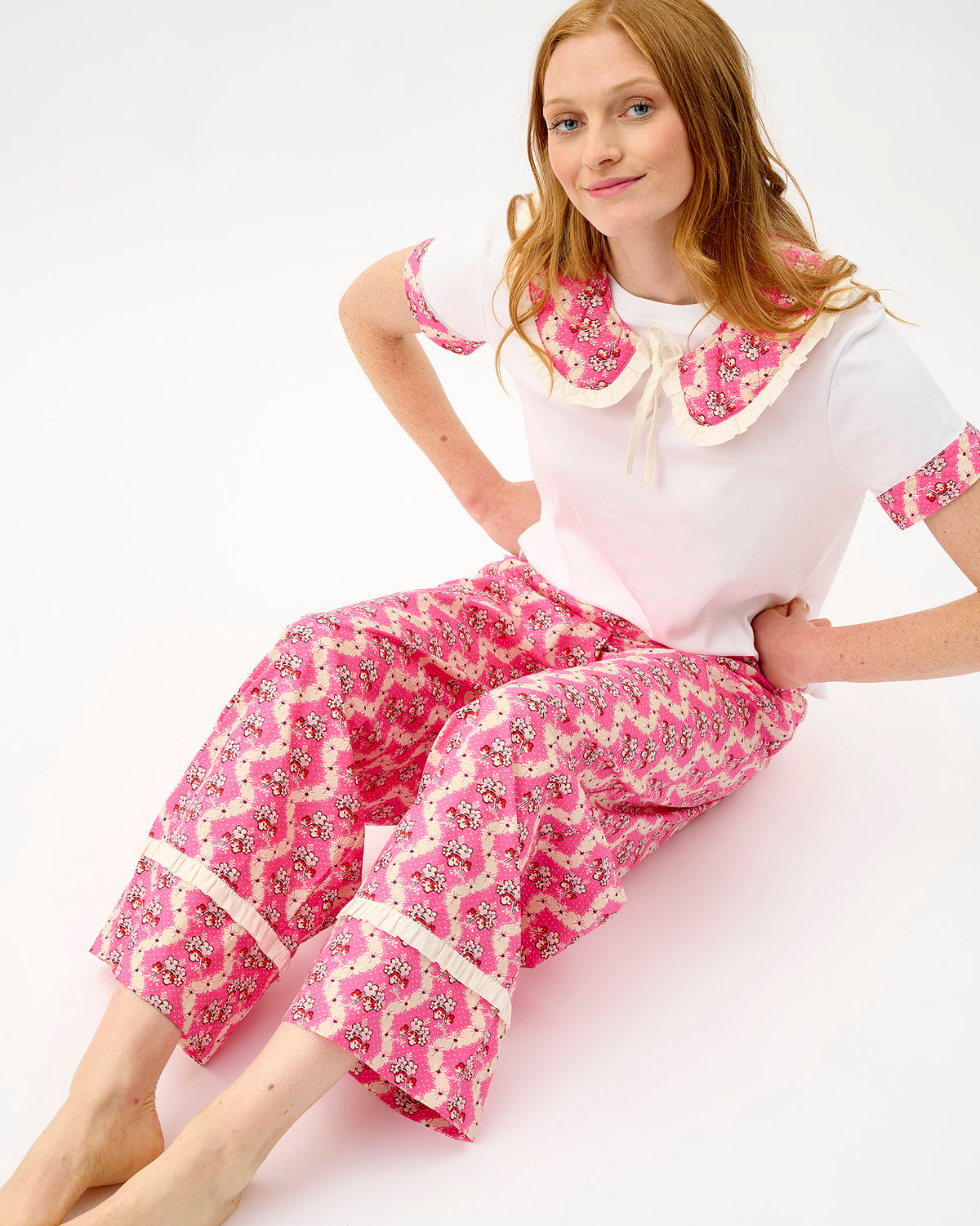Pink Wave Quilted Cotton Collar