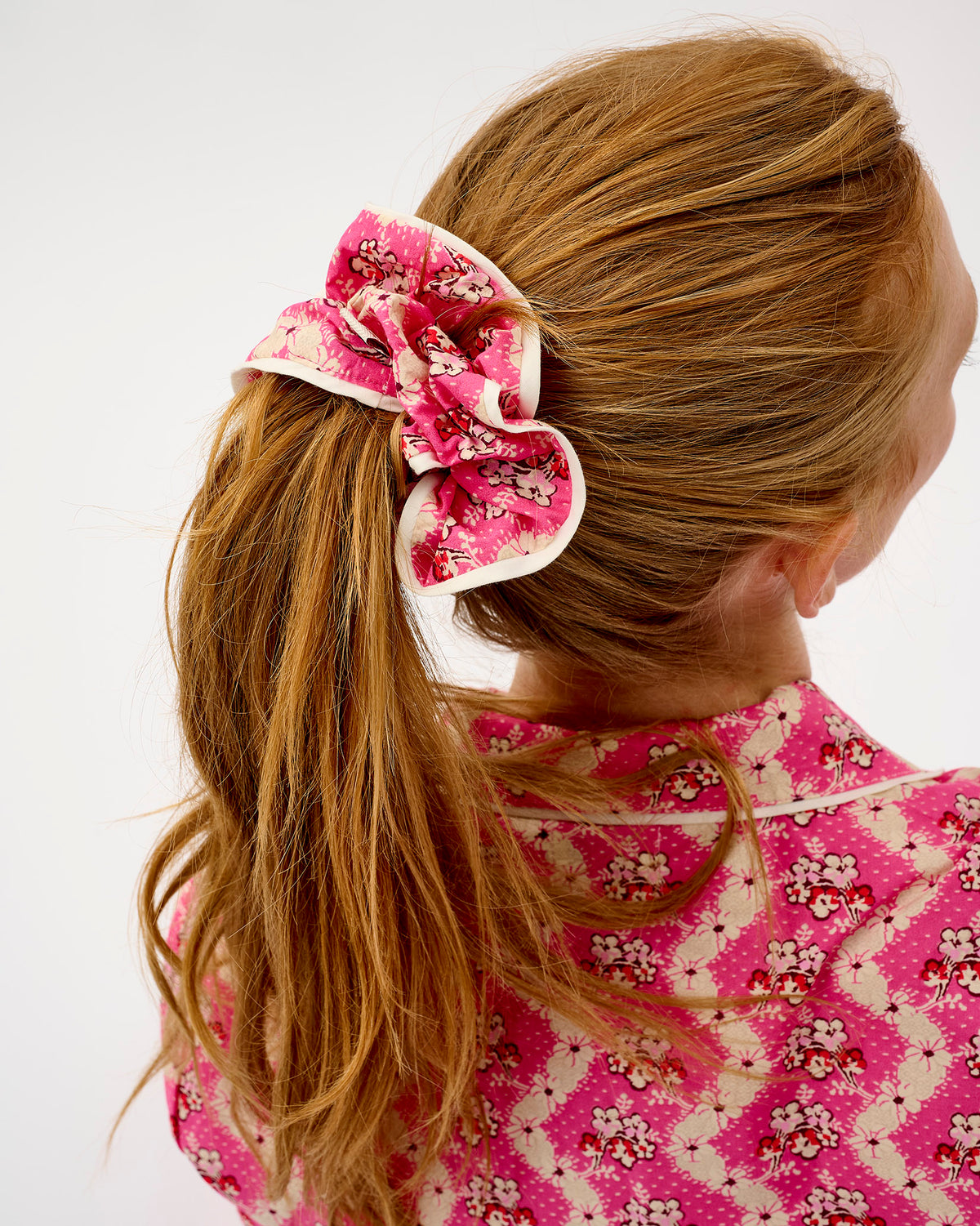Pink Wave Cotton Hair Scrunchie