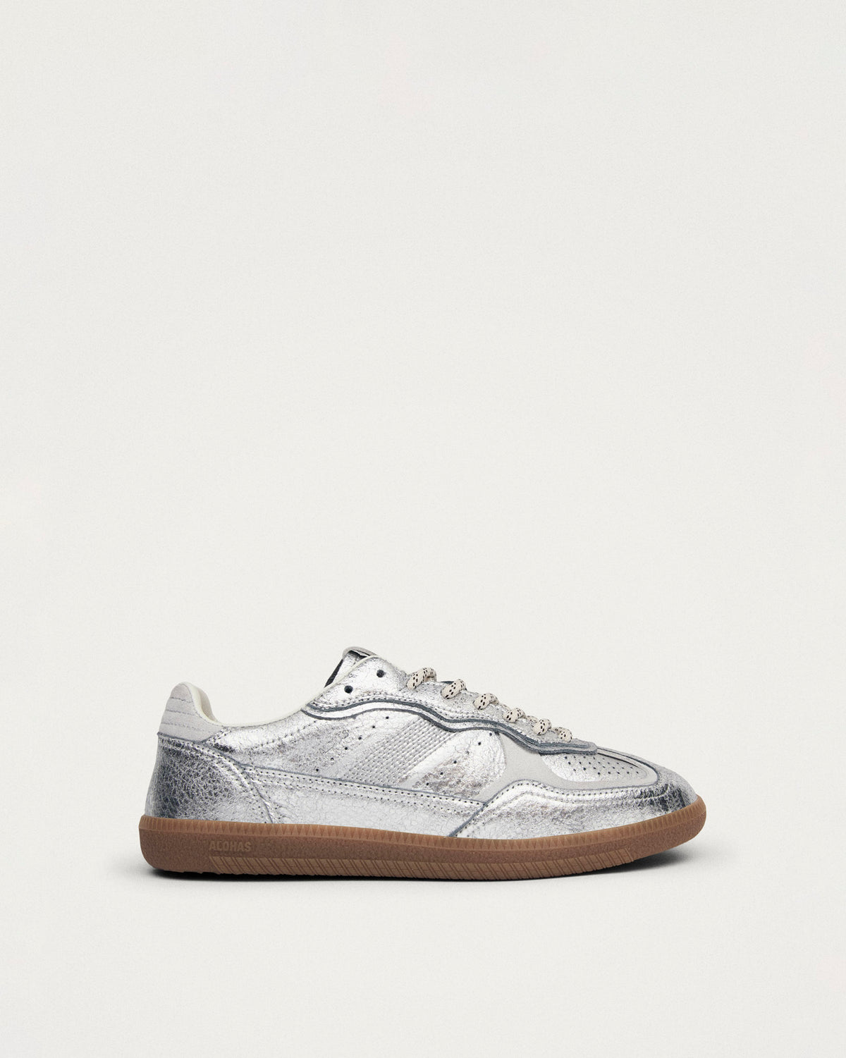 Silver Shimmer Rife Leather Trainers