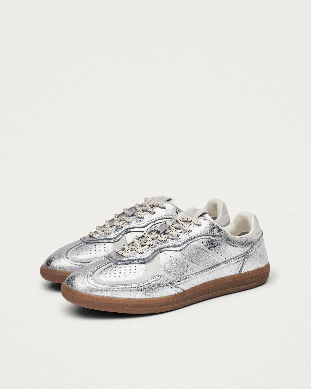 Silver Shimmer Rife Leather Trainers