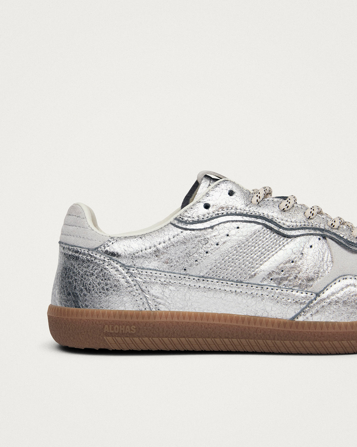 Silver Shimmer Rife Leather Trainers