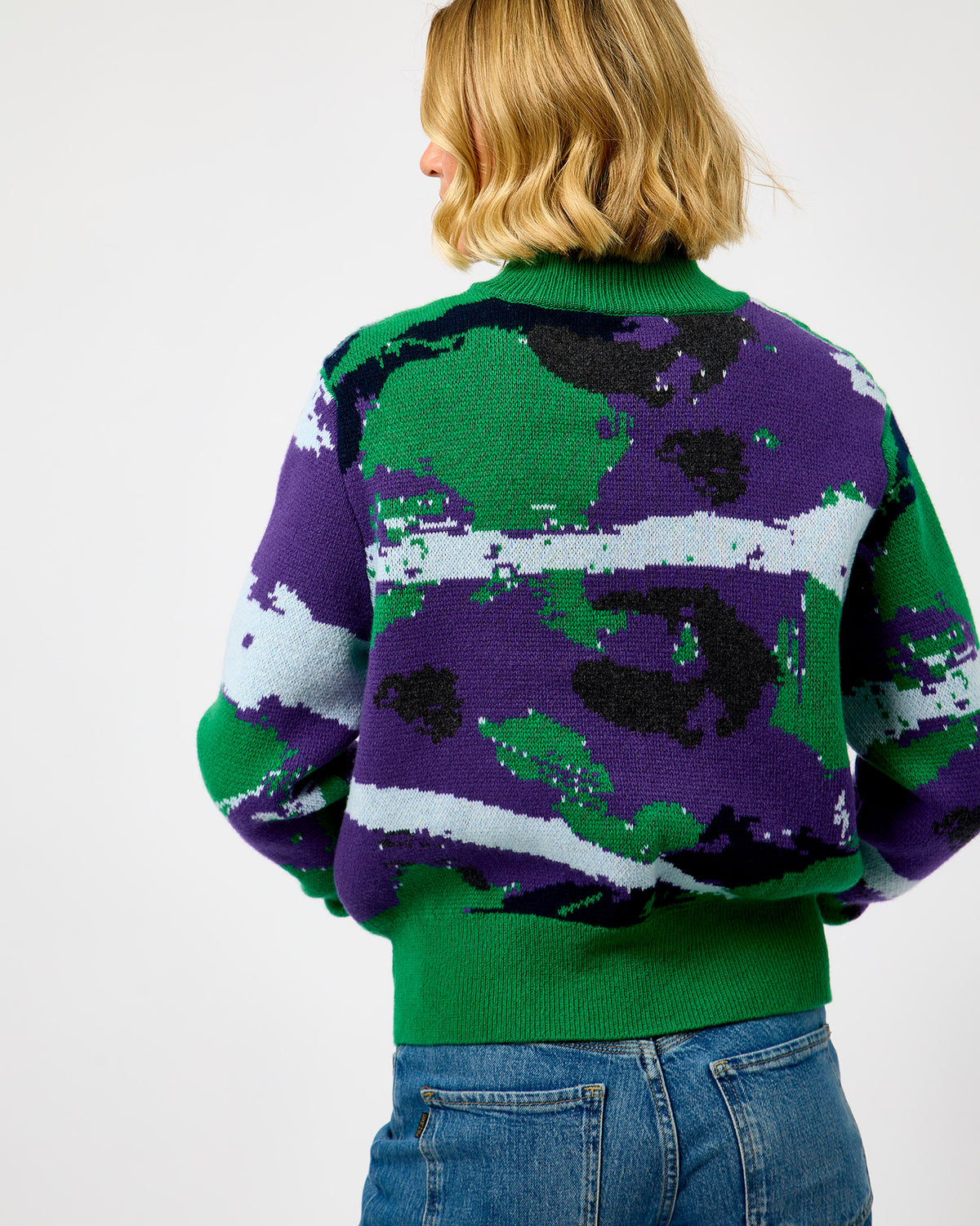 Deep Forest Crevice Barrel Merino Zip Cardigan