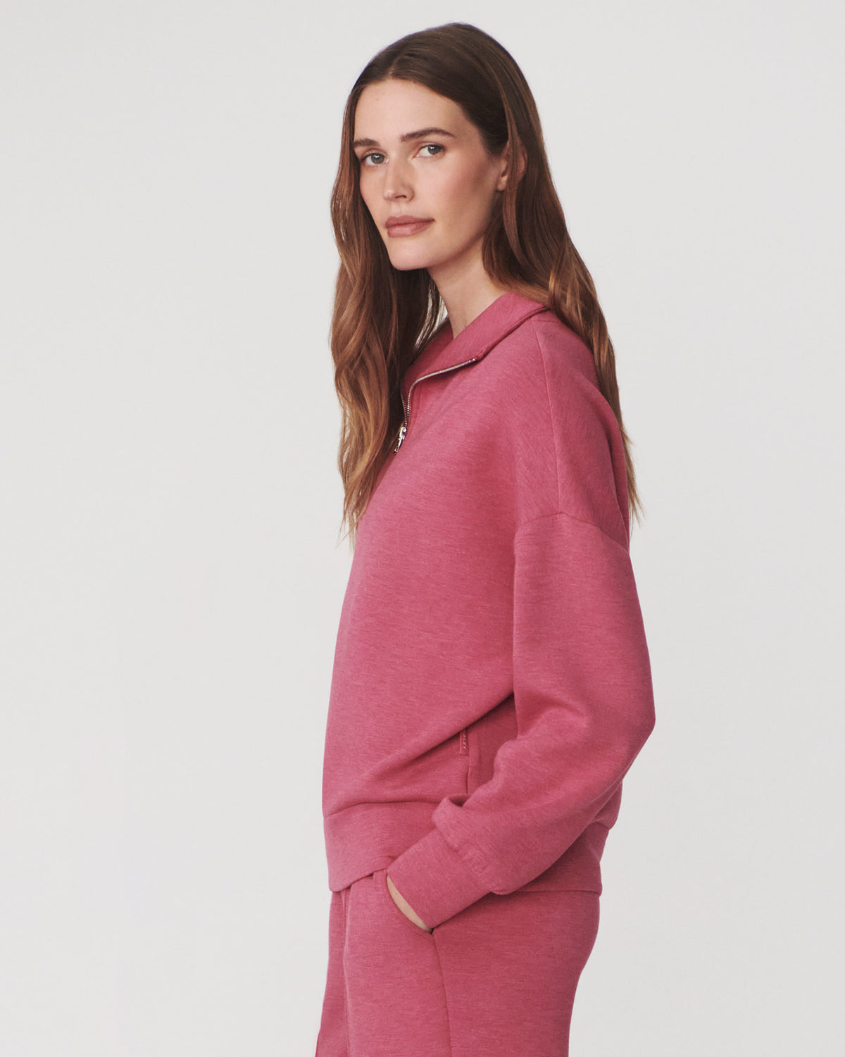 Red Marl Hawley Half Zip Sweatshirt