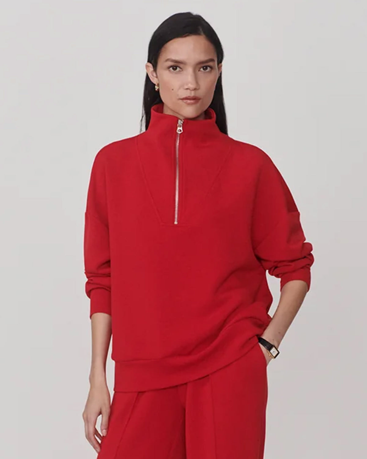 Red Marl Hawley Half Zip Sweatshirt