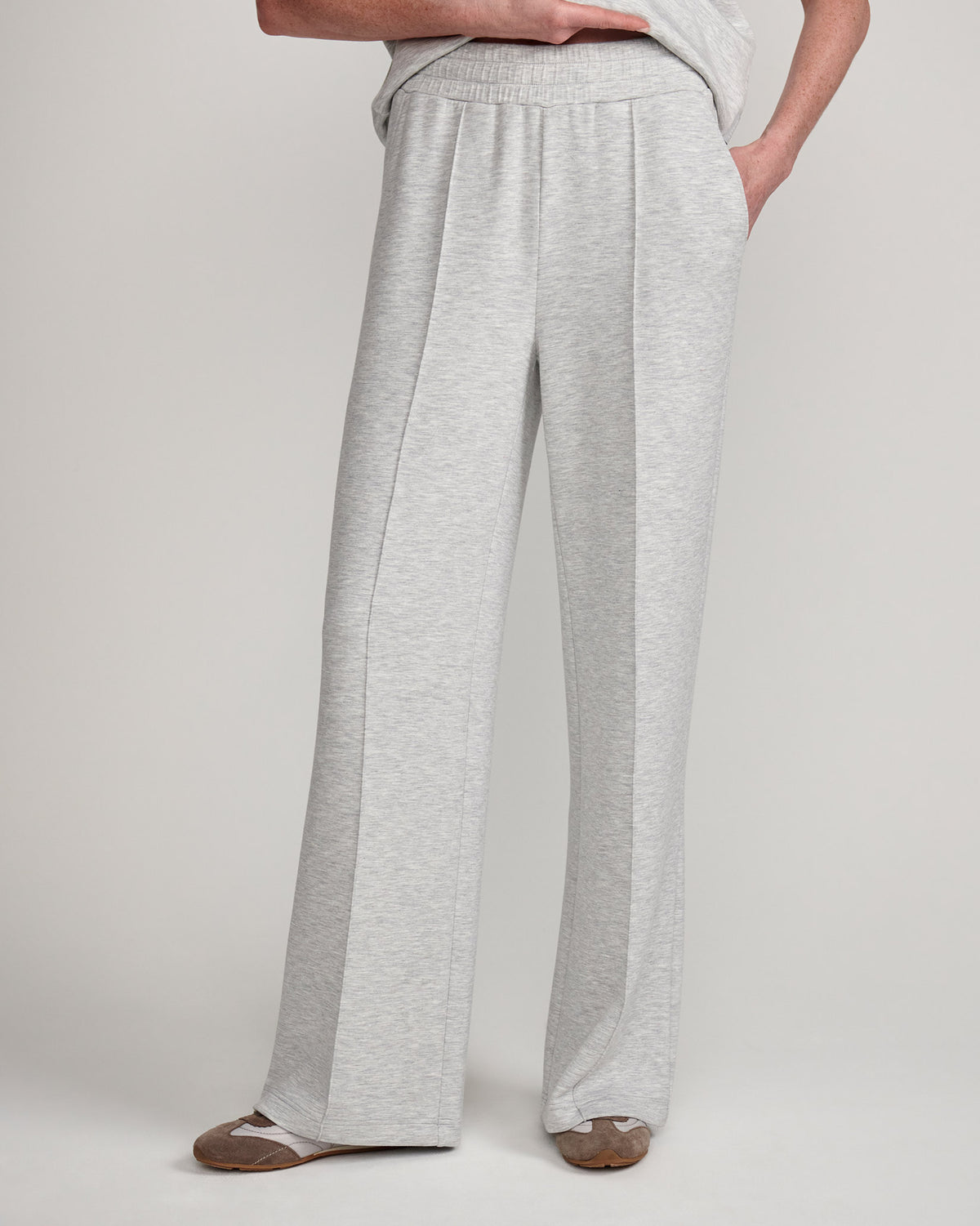 Light Grey Marl Wide Leg Trousers