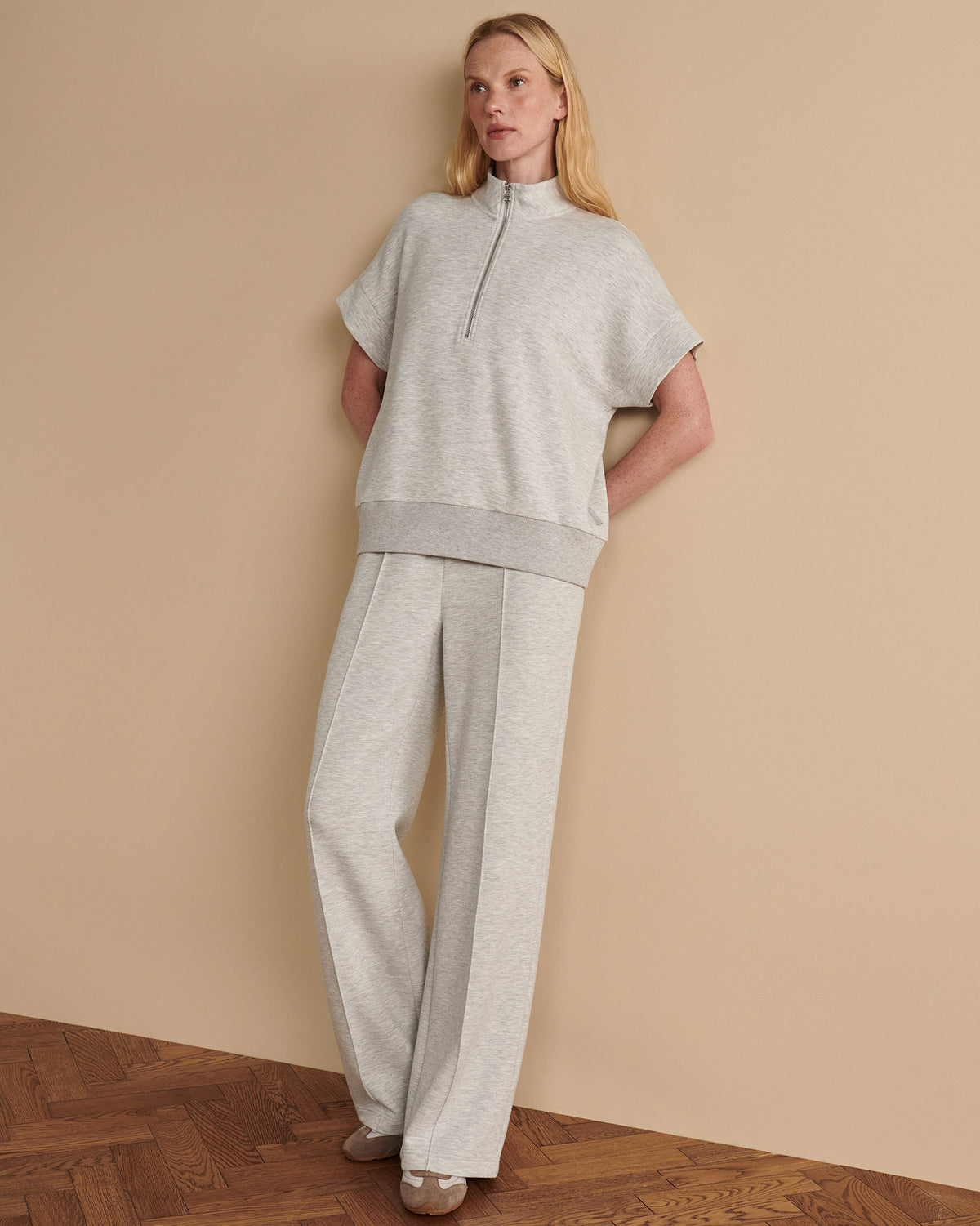 Light Grey Marl Wide Leg Trousers