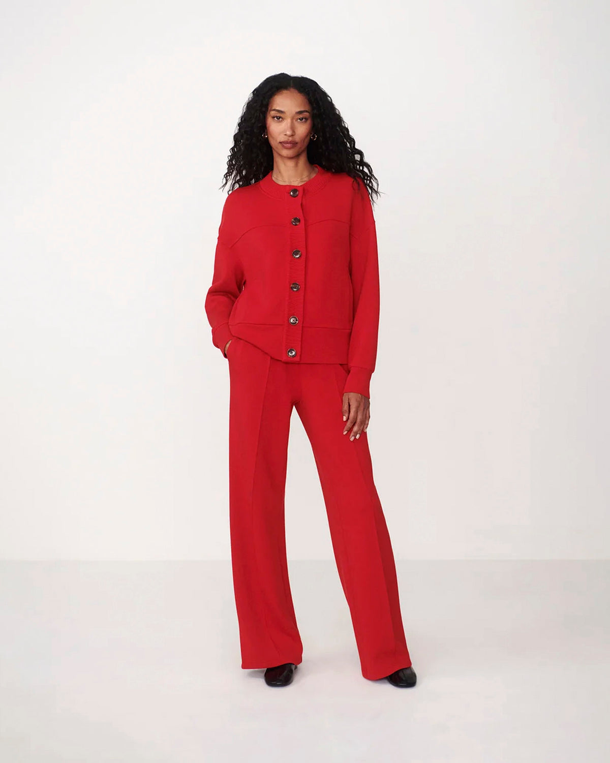 Red Marl Wide Leg Trousers