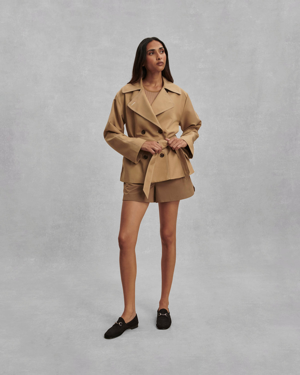 Light Tan Maddox Short Trench