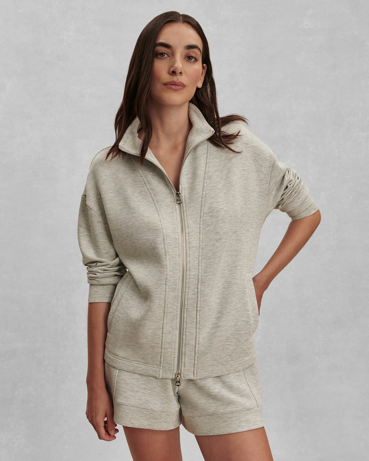 Light Grey Marl Zip Sweatshirt