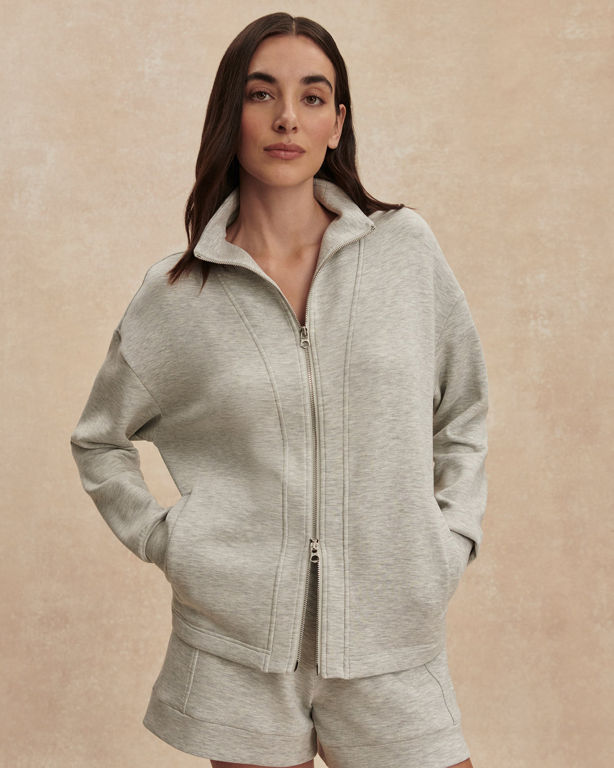 Light Grey Marl Zip Sweatshirt