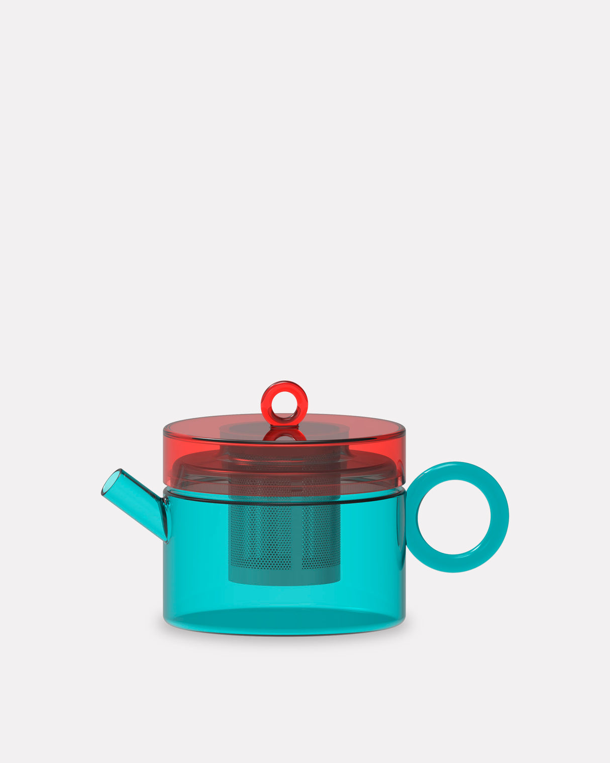 Light Blue & Red Borosilicate Teapot