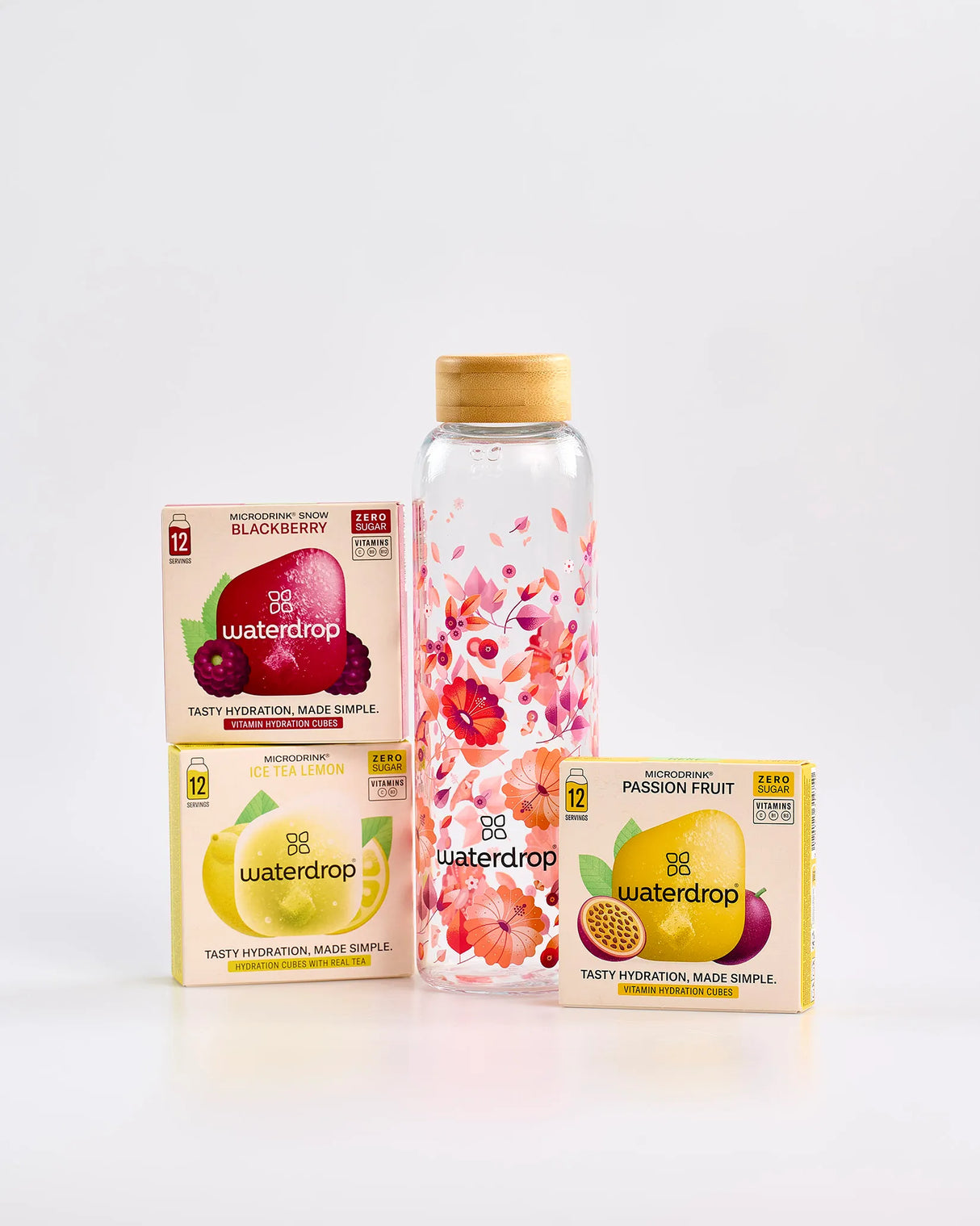 Waterdrop Red Glass Water Bottle & 3 Pack Bundle