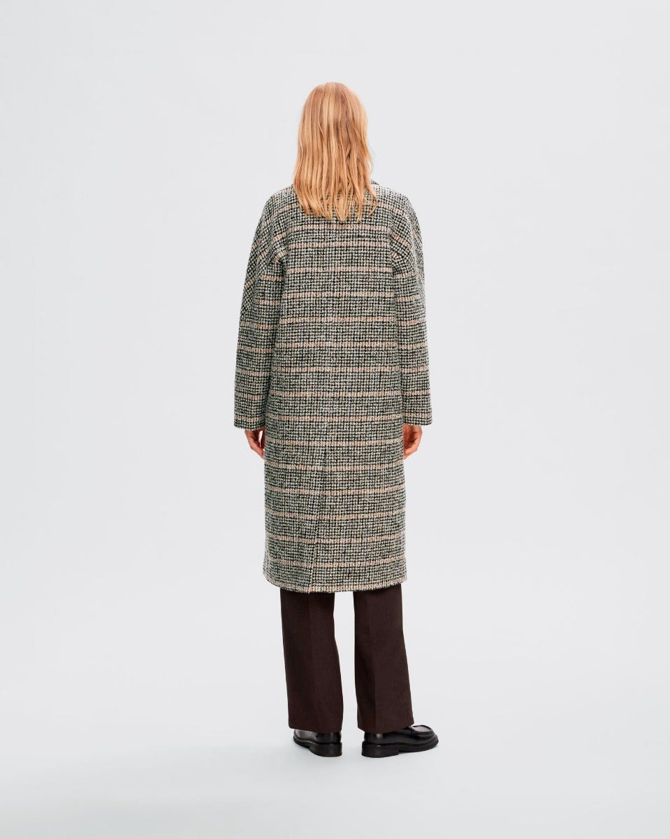 Black Check Element Wool Coat