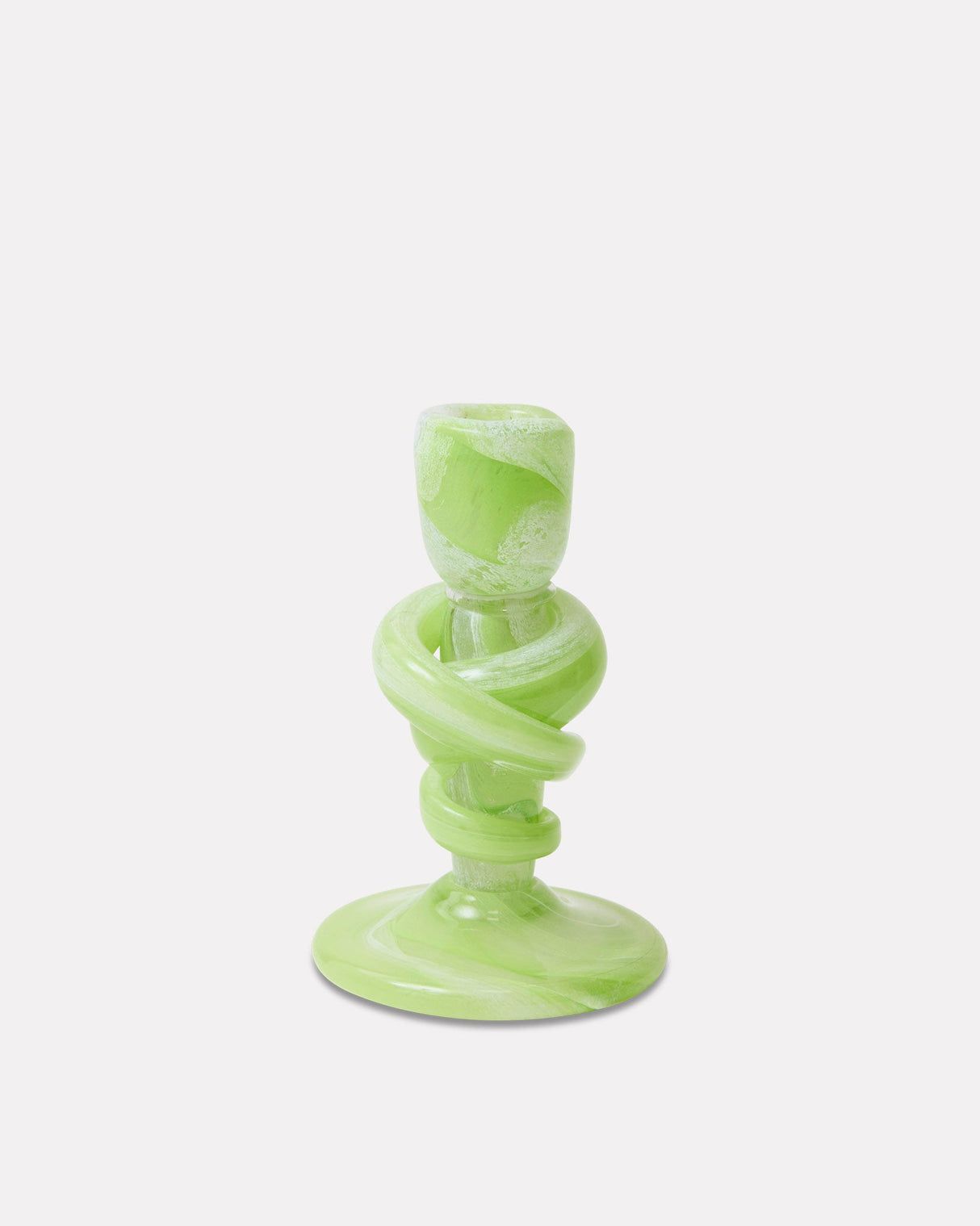 Green Glass Knotted Candle Holder