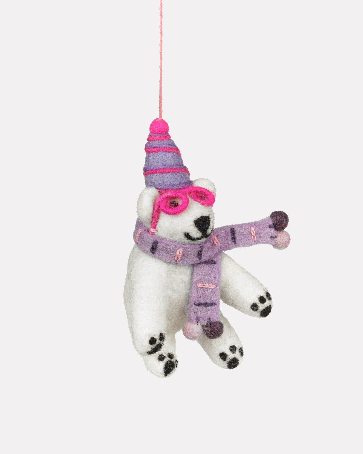 Handmade-Felt-Luna-Polar-Bear-Tree-Decoration
