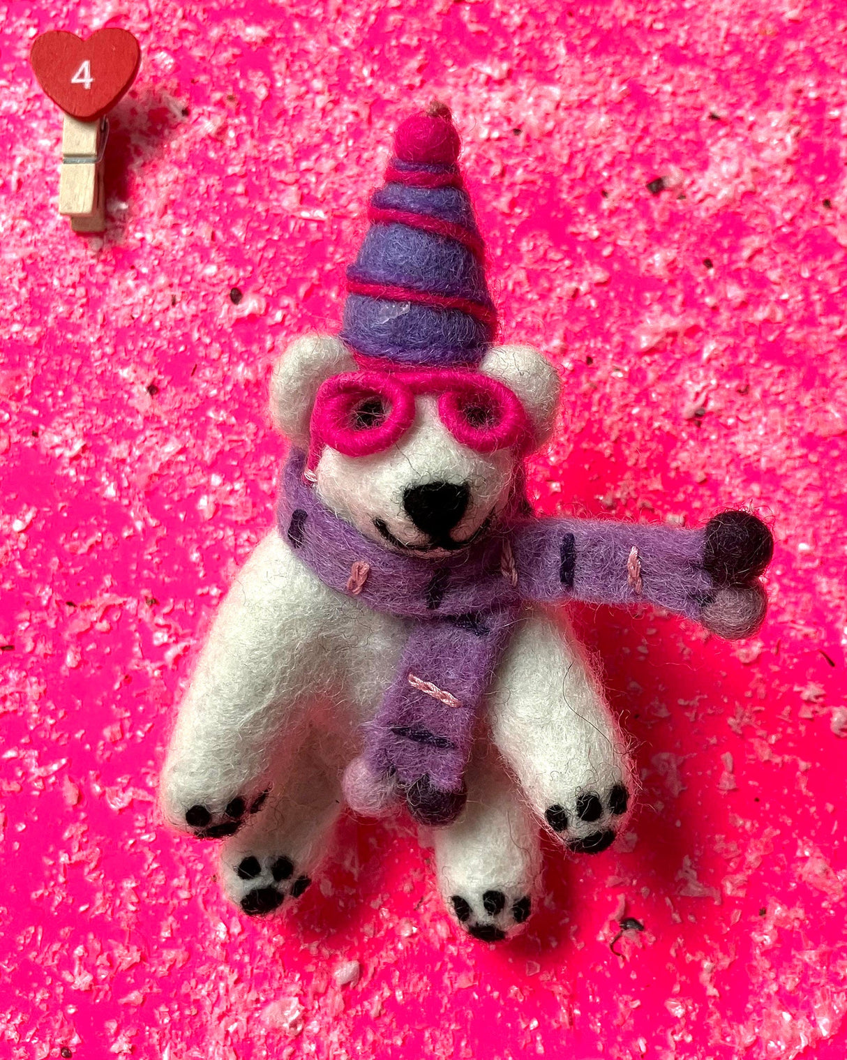 Handmade Felt Luna Polar Bear Tree Decoration