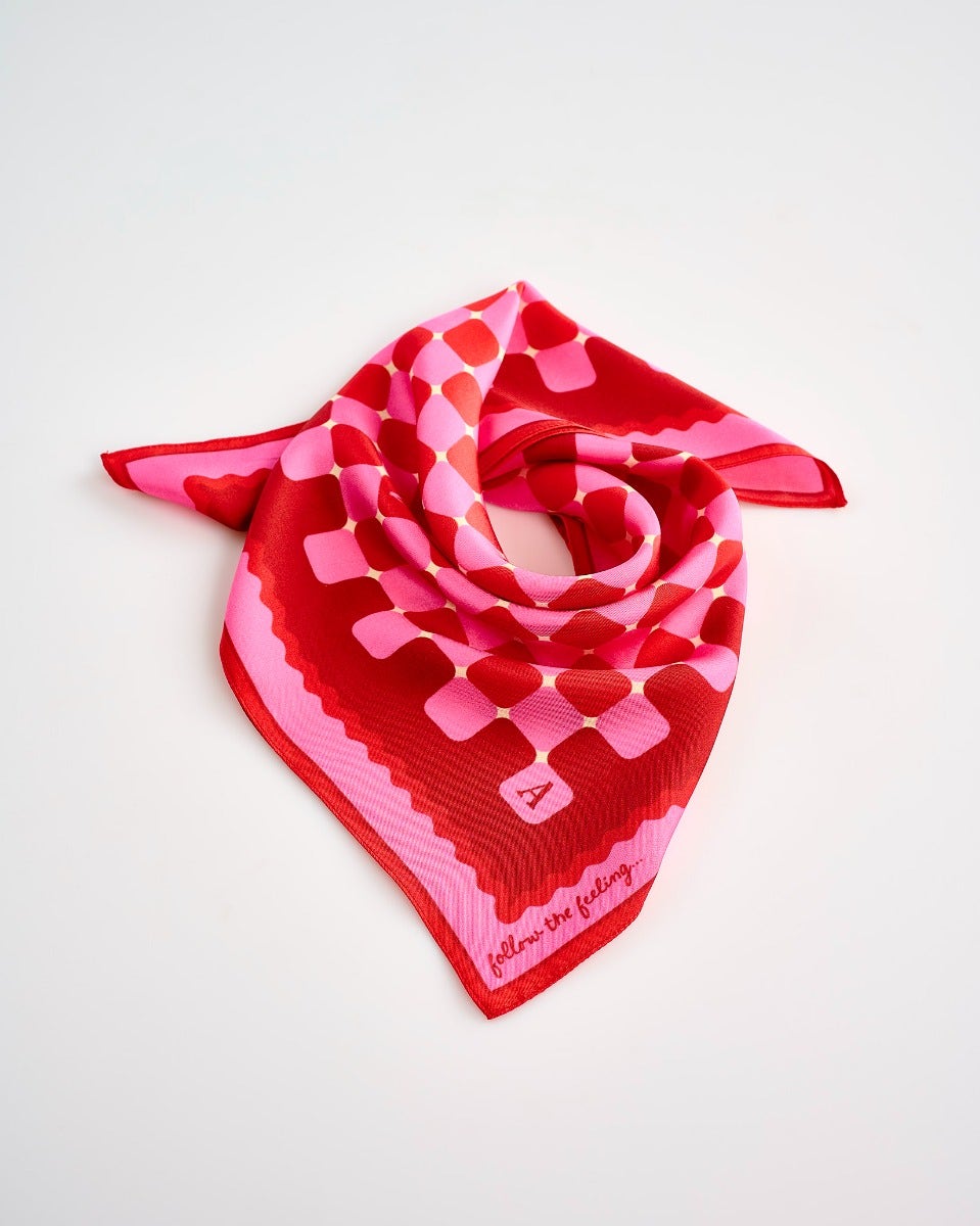 Pink & Red Checkers 100% Silk Scarf