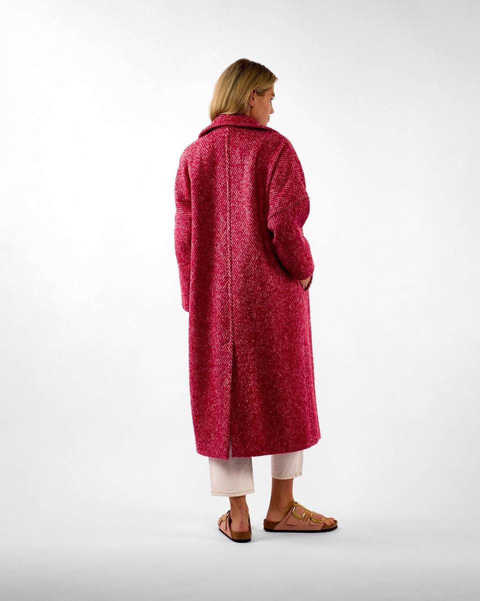 Raspberry Light Donegal Wool & Mohair Coat