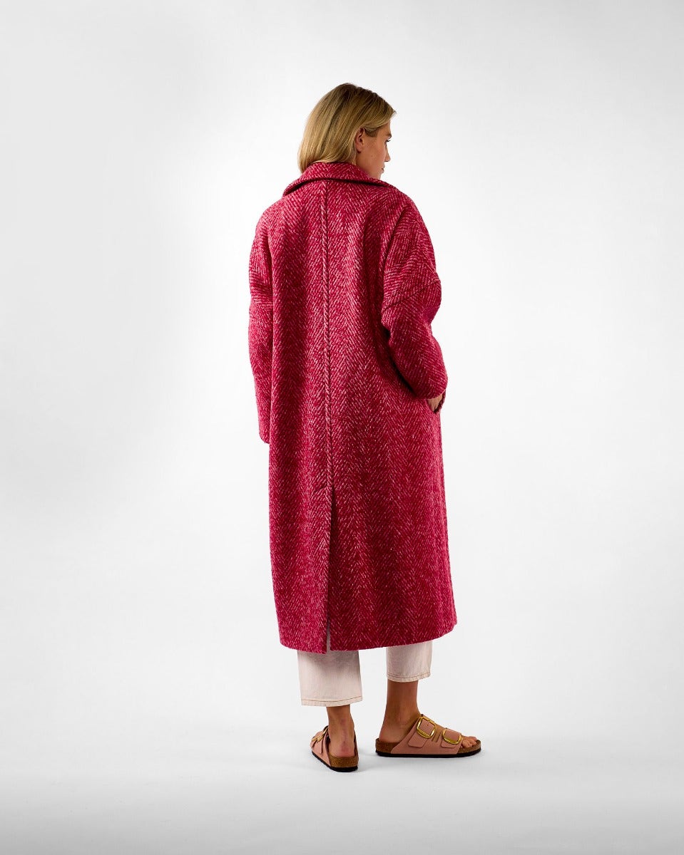 Raspberry Light Donegal Wool & Mohair Coat