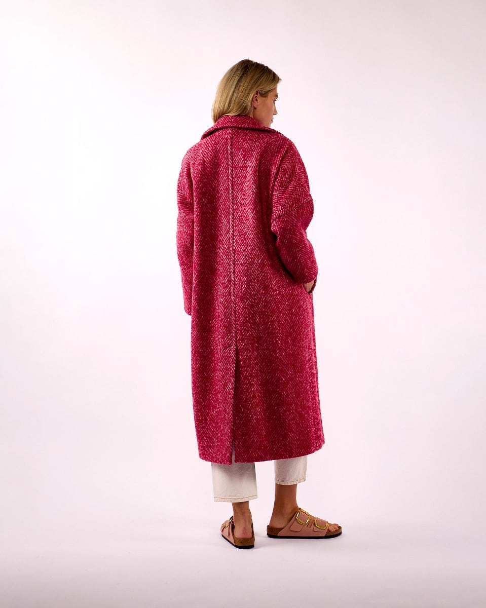 Raspberry Light Donegal Wool & Mohair Coat