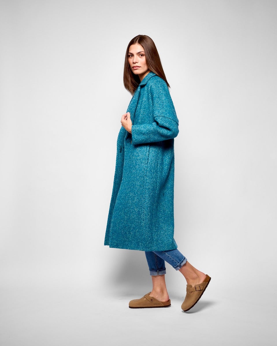 Turquoise Light Donegal Wool & Mohair Coat