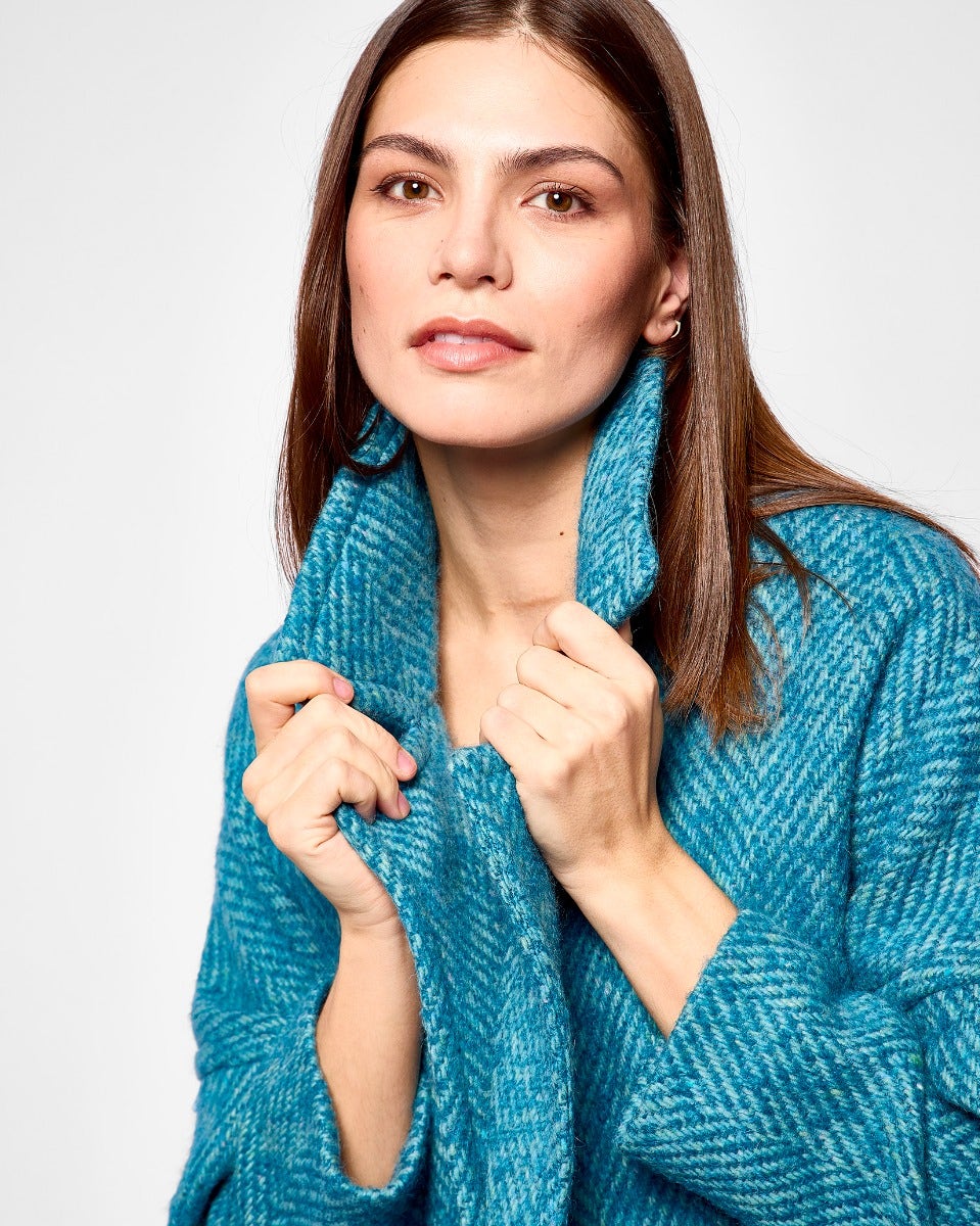 Turquoise Light Donegal Wool & Mohair Coat