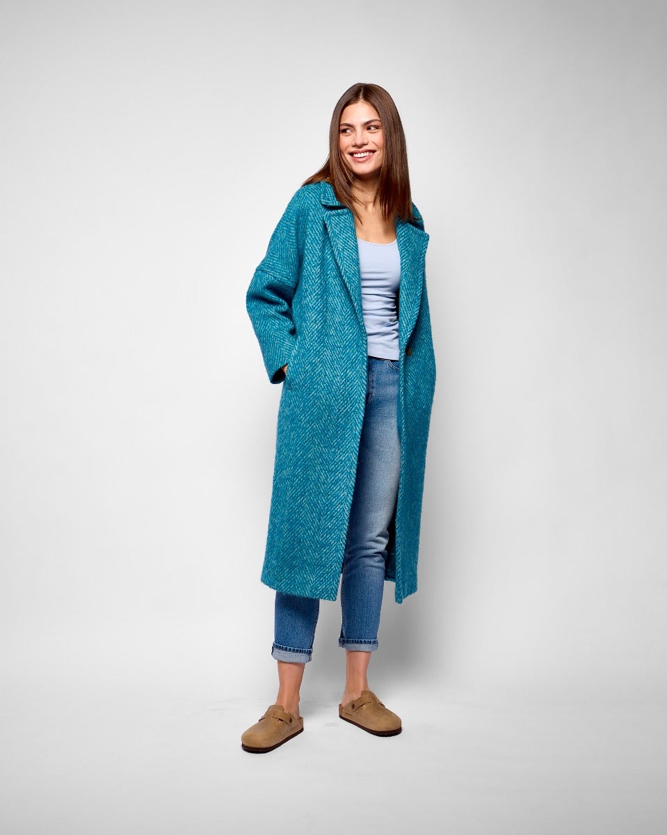 Turquoise Light Donegal Wool & Mohair Coat