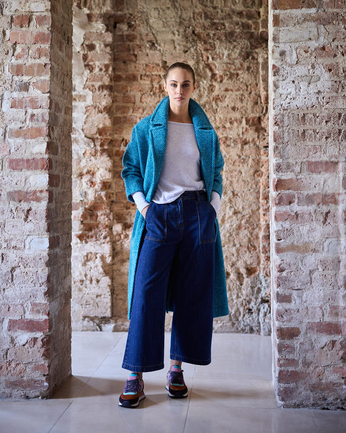 Turquoise Light Donegal Wool & Mohair Coat