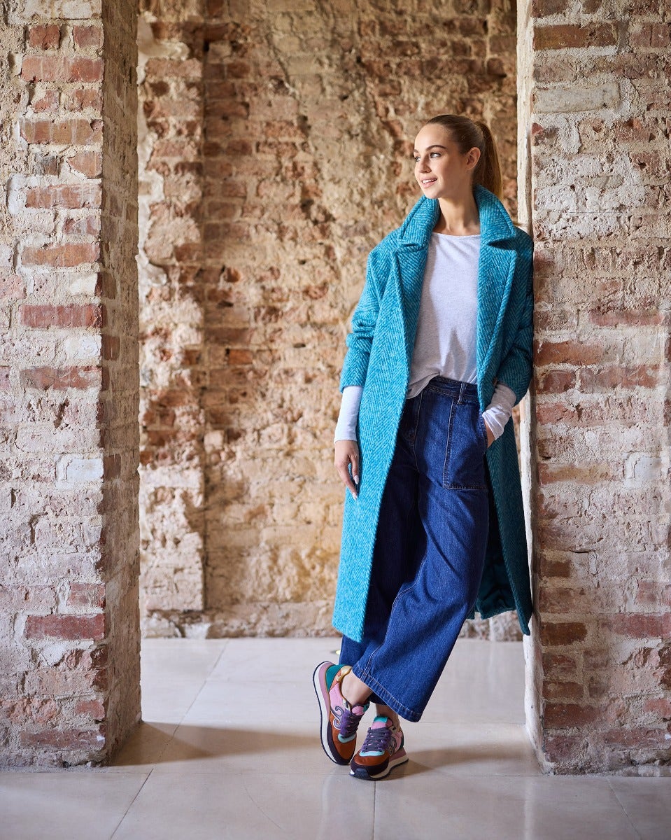Turquoise Light Donegal Wool & Mohair Coat