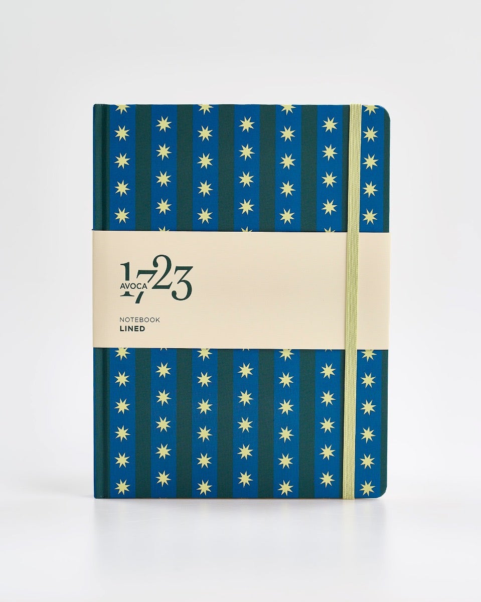 Teal Stripes & Stars A4 Linear Notebook