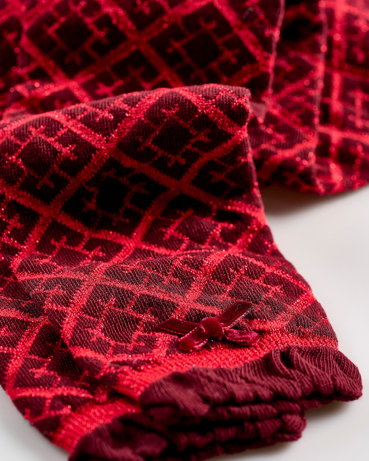 Burgundy-Red-Glitter-Bamboo-Knee-Socks