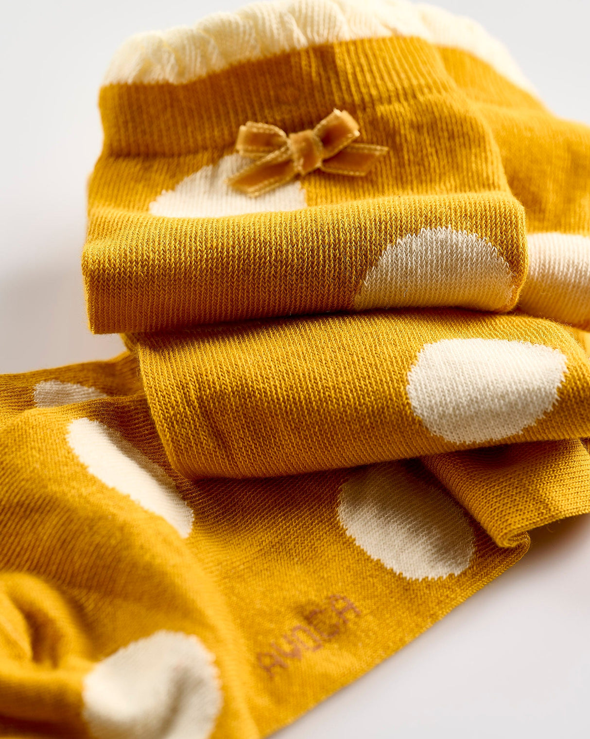 Mustard-Polka-Dot-Knee-Socks