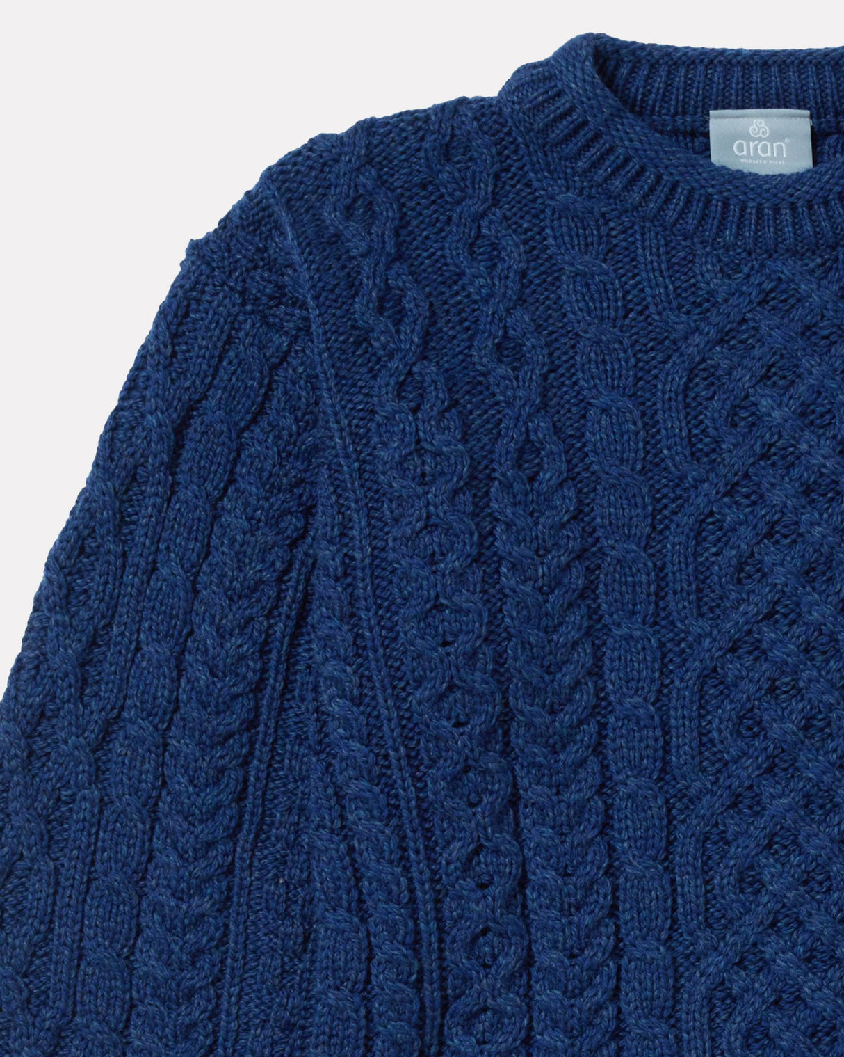 Navy Aran Merino Wool Knit Sweater