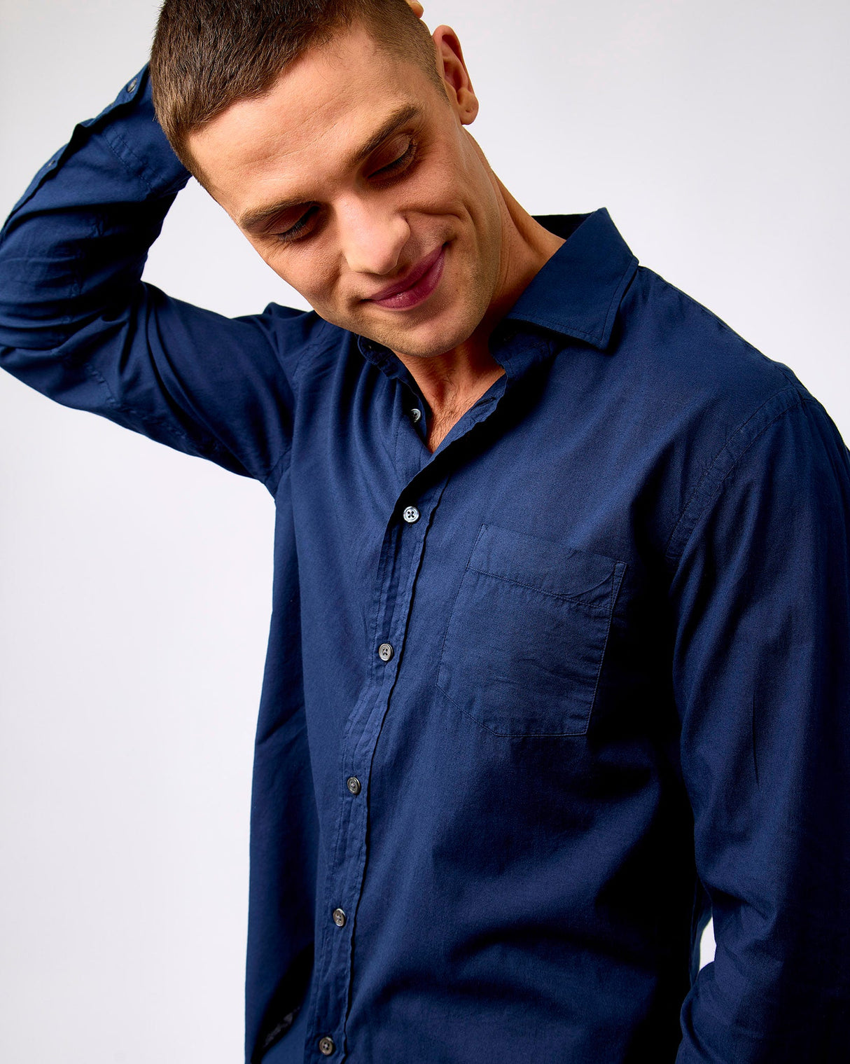 Navy Paul-Pat Cotton Shirt