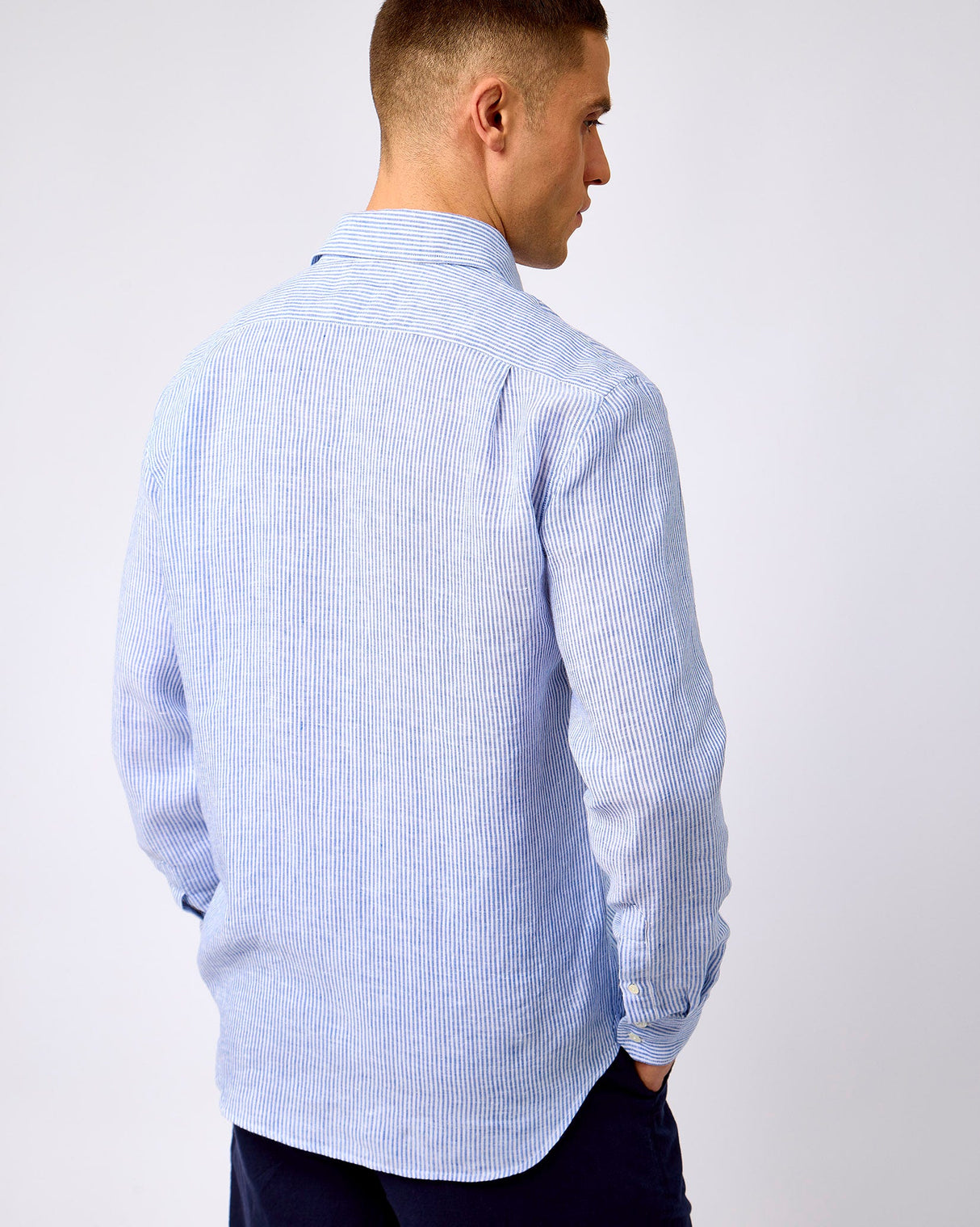 Blue & White Stripe Linen Paul Shirt