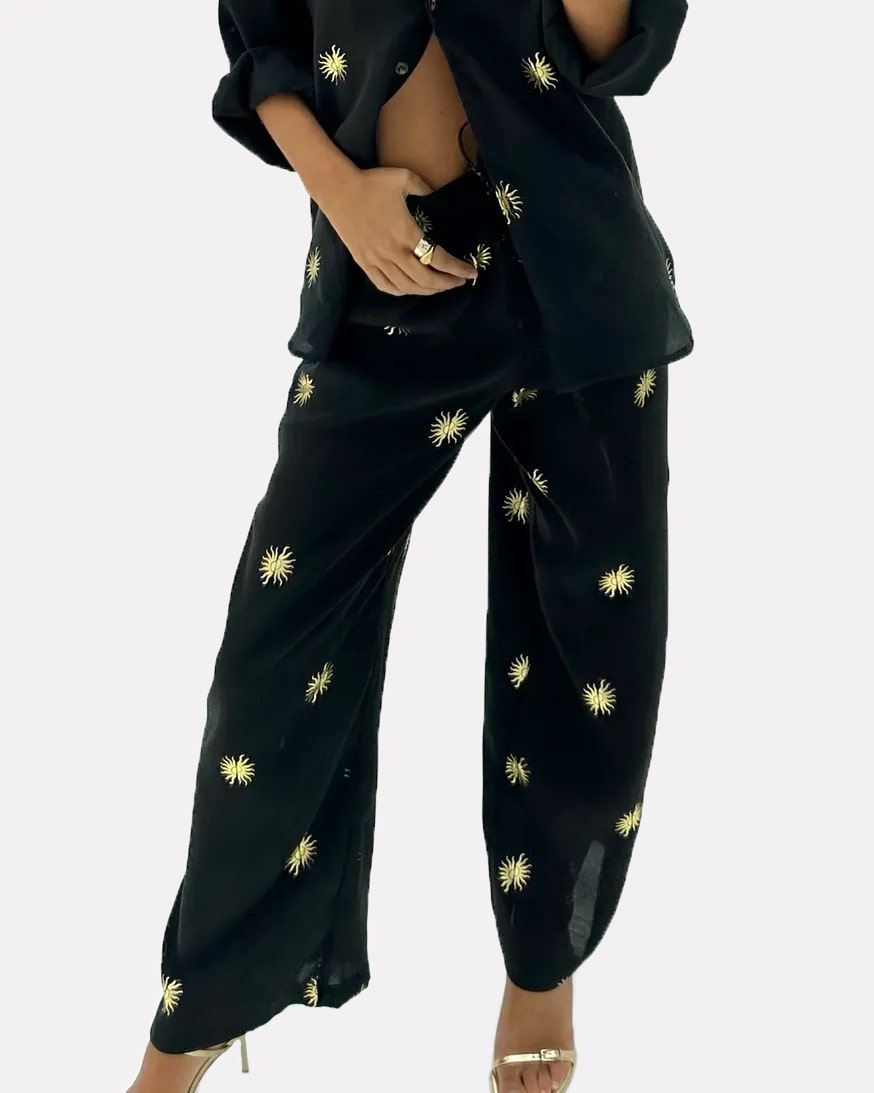 Black & Gold Sun Elissa Trousers