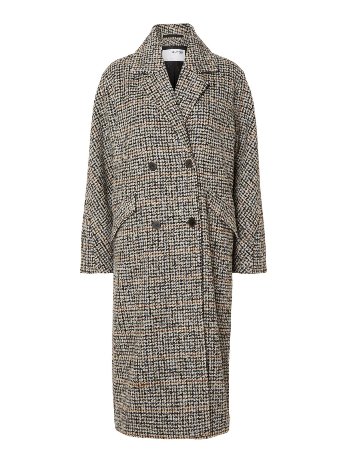 Black Check Element Wool Coat