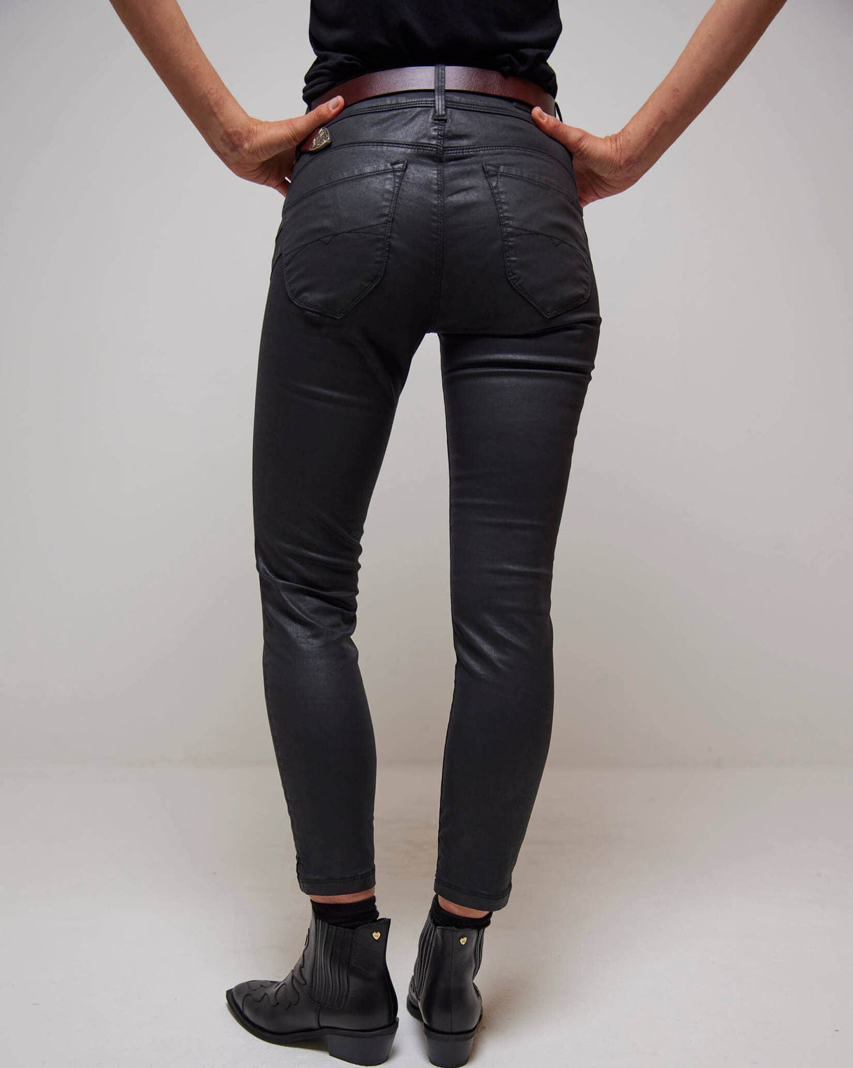 Black Coated Cropped Push In Secret Skinny Jeans