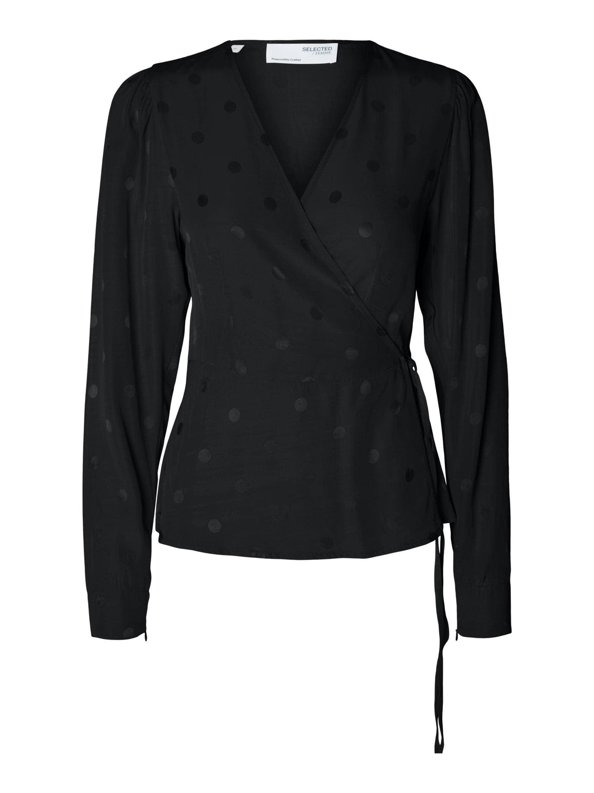 Black Ludwika Satin Wrap Top