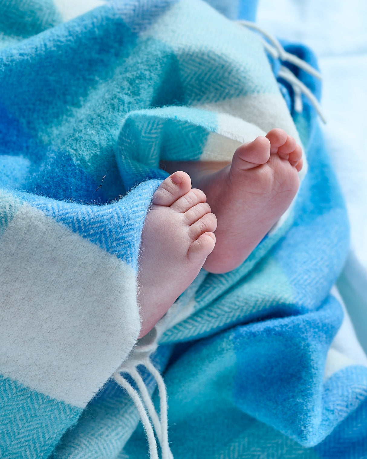 Blue Check Lambswool Baby Blanket