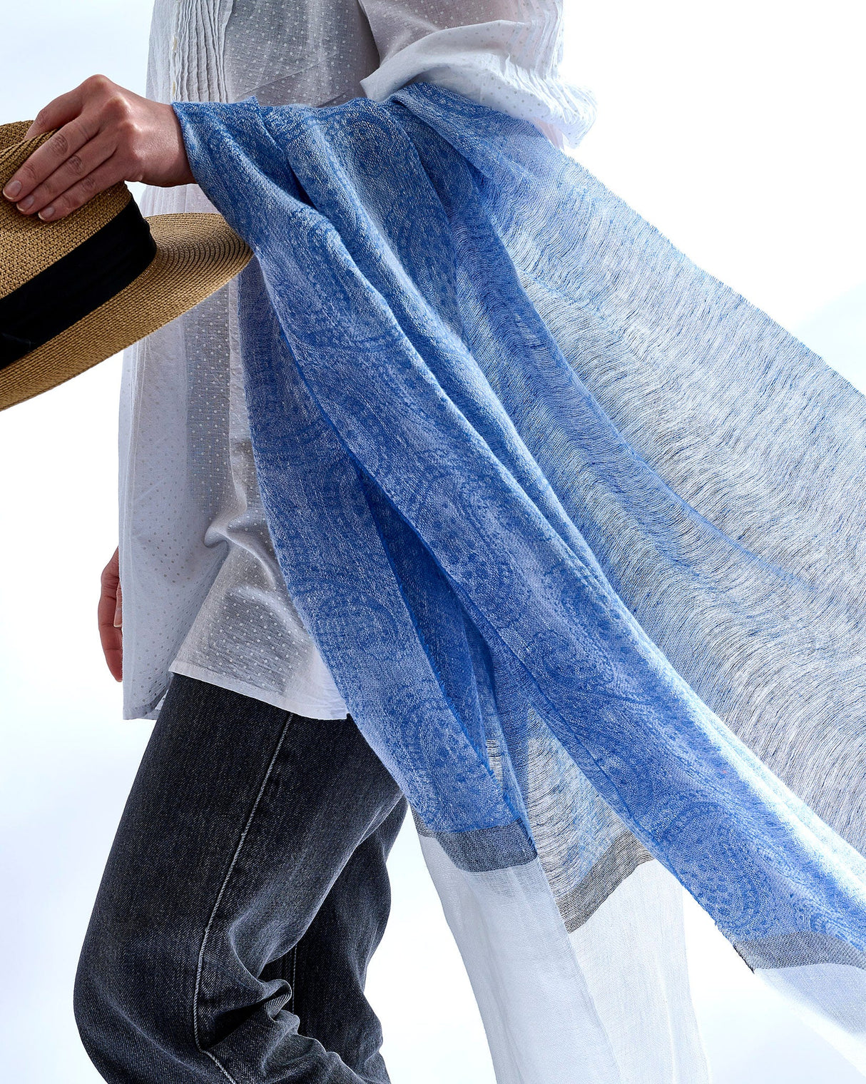 Bluette Jacquard Linen Scarf