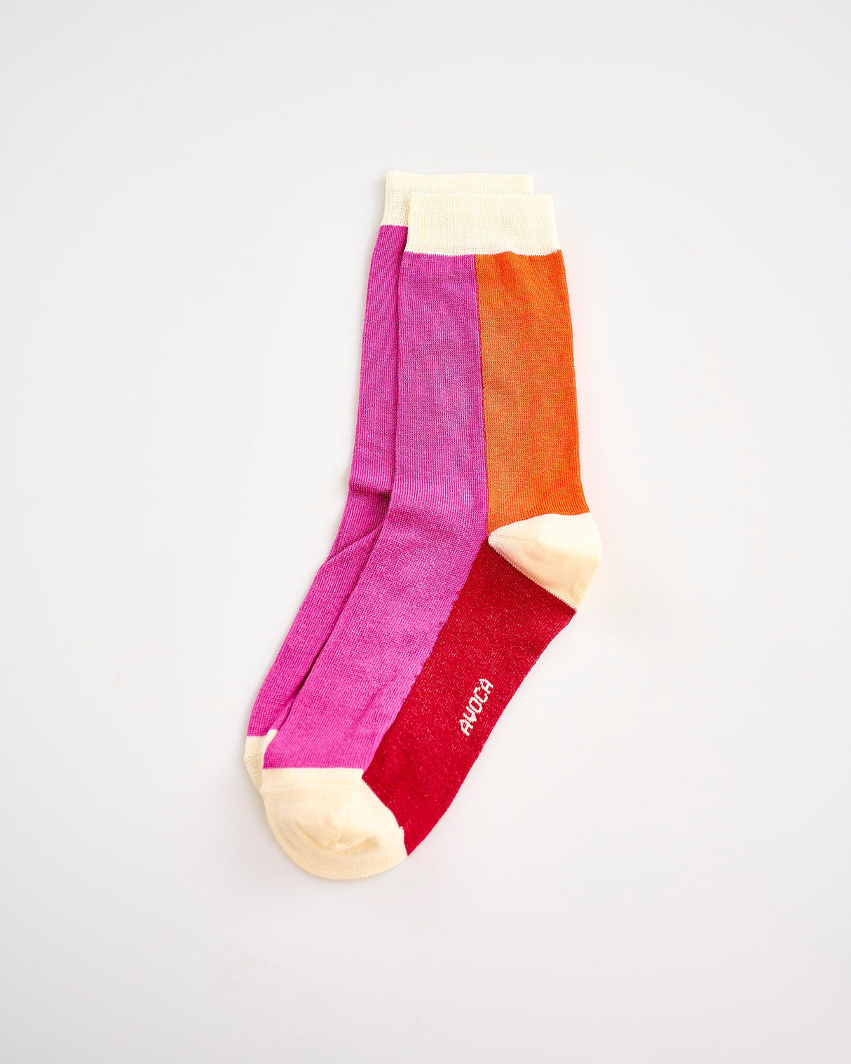 Purple-Orange-Color-Blocks-Ankle-Socks