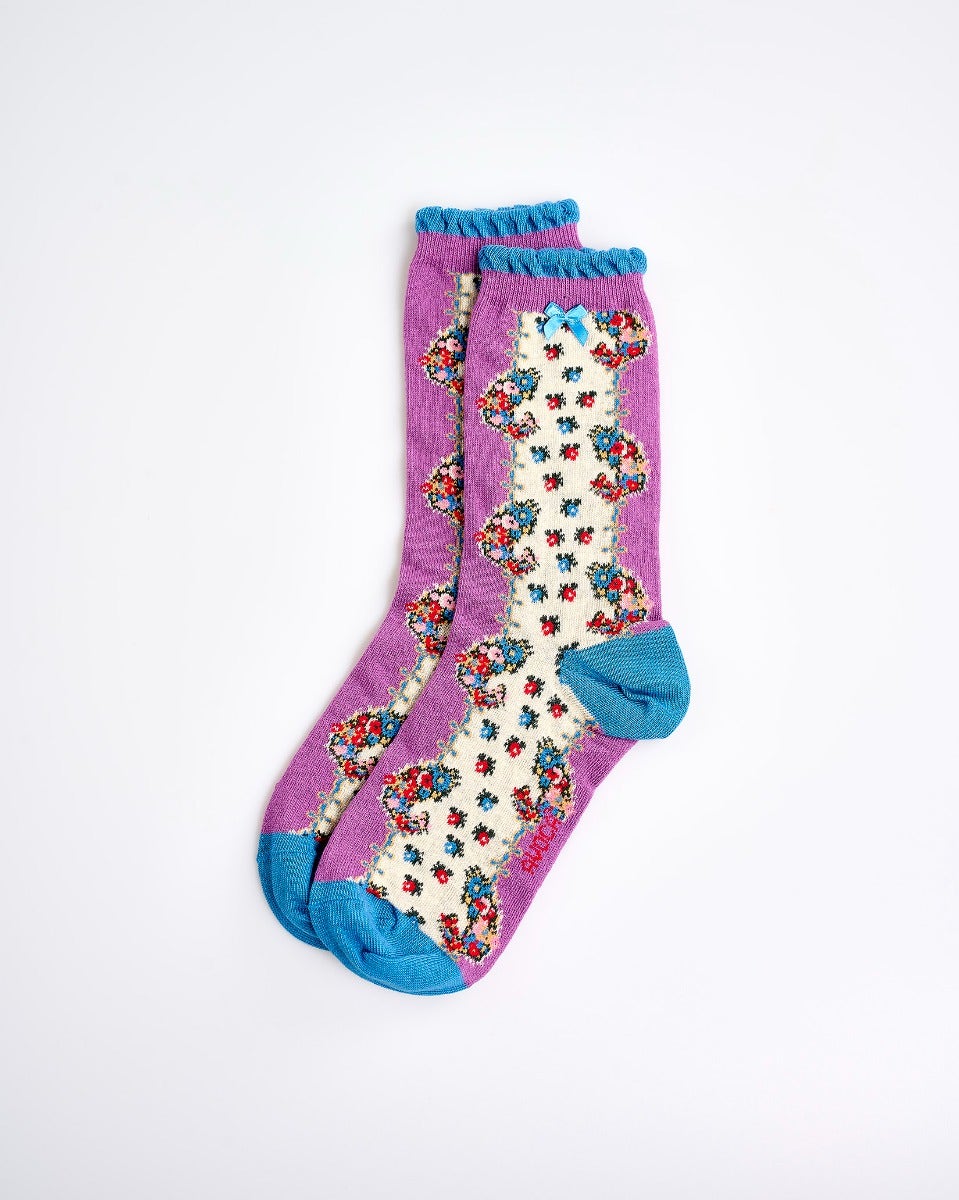 Floral Ruffle Ankle Socks