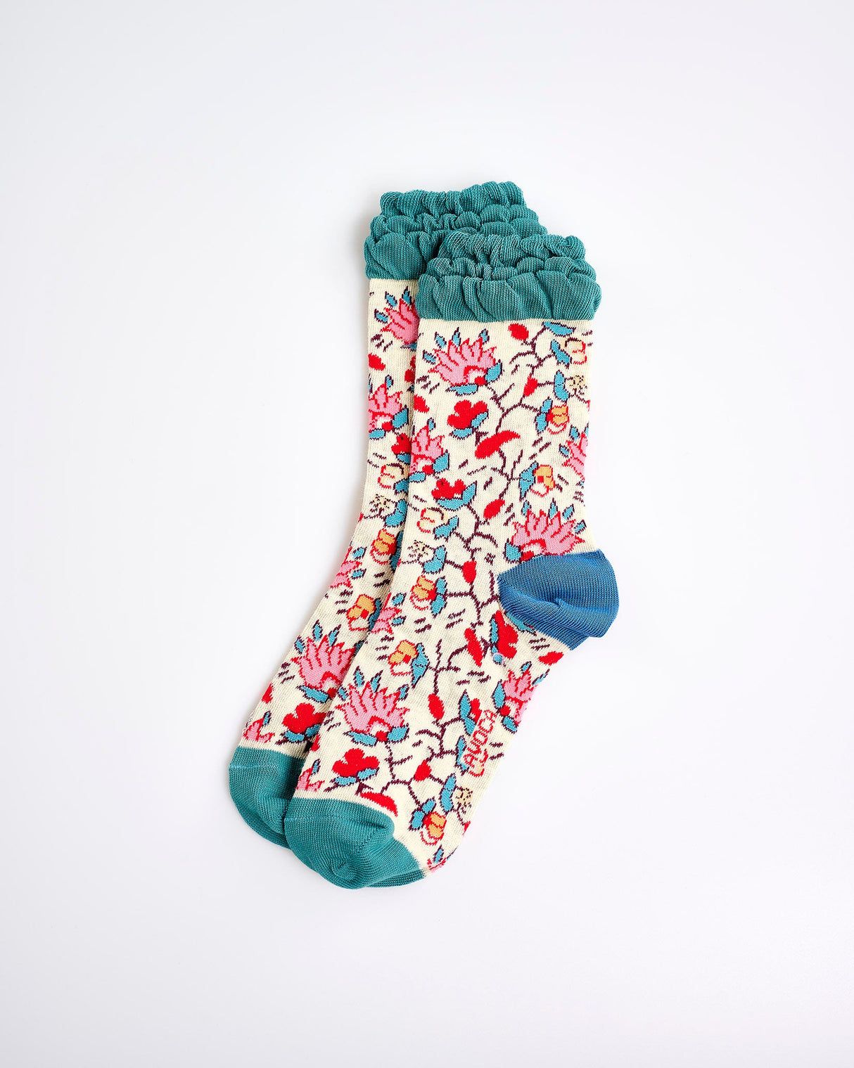 Floral-Ruffle-Ankle-Socks