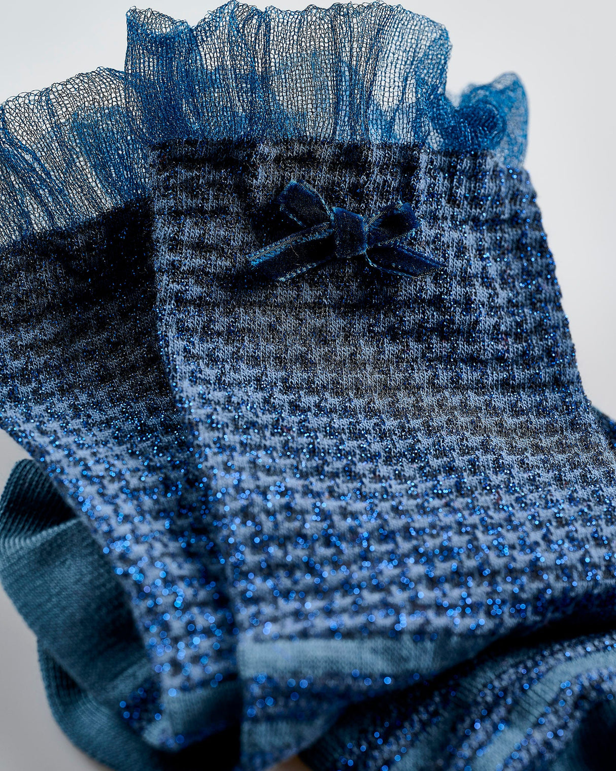 Navy-Frill-Glitter-Ankle-Socks