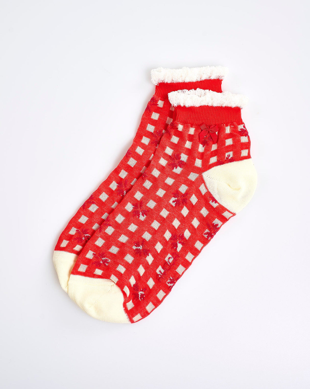 Red-Gingham-Anklet-Socks