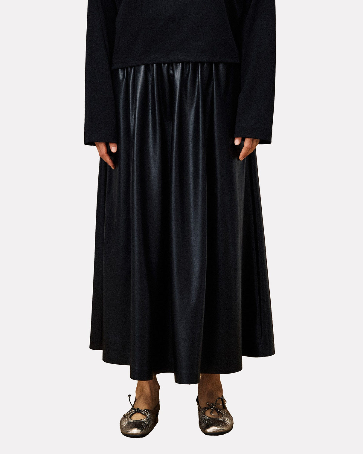 Black-Bourdin-Faux-Leather-Full-Skirt